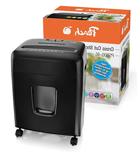 Peach PS500-46 - Destructora de Papel (12 Hojas, 15 litros, 150 DIN A4, 4 x 32 mm, tamaño de Las partículas P-4, Funcionamiento Continuo, 10 min)