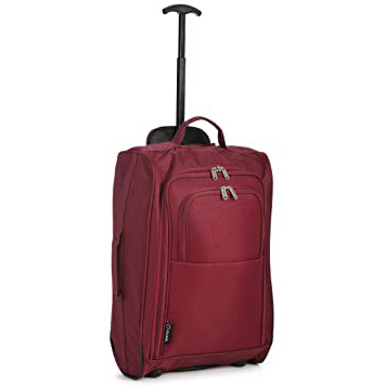 5 Cities 21\"/55cm Black Carry On Lightweight Cabin Trolley Bag Hand Luggage \u2026 (Wine) Equipaje de mano 55 centimeters 42 Rojo (Wine)