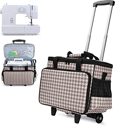 Yarwo Maletas de Transporte para Máquinas de Coser, Bolsa de Trolley para Máquina de Coser con Tablero Duro para apoyar la Parte Inferior, Adecuado para la mayoría de Las máquinas de Coser universales