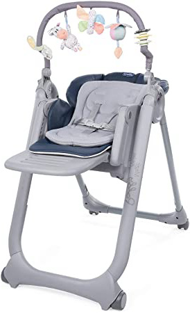 Chicco Polly Magic Relax - Trona/hamaca compacta con barra de juegos, 4 ruedas, color azul (India Ink)