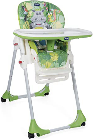 Chicco Polly Easy - Trona amplia, compacta y sencilla, 4 ruedas, para niños de 0 a 3 años, Verde (Happy Jungle)