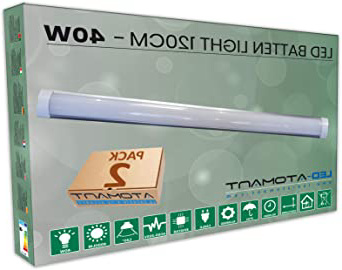 Pack 2X Lampara Luminaria 120cm. 40w. Color Blanco Frio (6500K). 3300 Lumenes. IP44. Facil de limpiar. A++