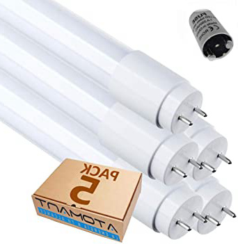 Pack 5x Tubo LED 60 cm, 9W, Color Blanco Frio (6500K). Cebador LED Incluido. T8 Standard, 870 Lumenes. A++