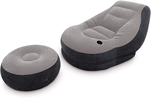 Intex 68564NP - Sillón+reposapiés hinchables 99 x 130 x 76 64 x 28 cm, gris