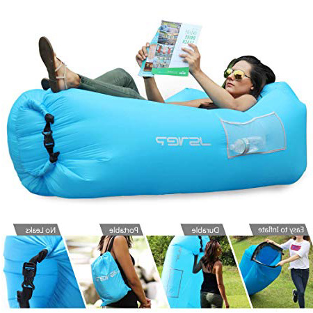 JSVER Sofa Hinchable del Aire del Ocioso de Playa,Tumbona Hinchable sofá Inflable Cama con el Paquete Portable para Viajar, Acampar, Senderismo, Piscina y Partidos de la Playa - Azul