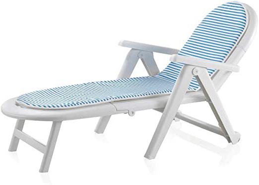 Sp Garden 42608 - Tumbona plegable, Blanco, 56 x 189 x 69 cm