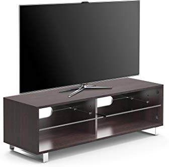 1home Soporte de TV Soporte de Cristal de Estante hasta 60"TV de Pantalla Plana LED LCD Nogal Cereza