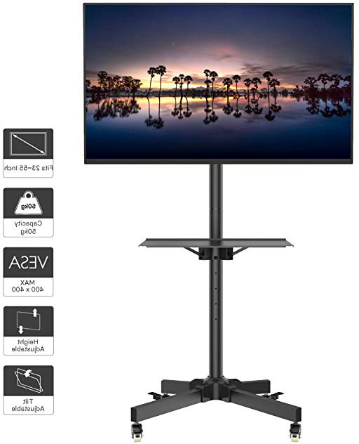 1home Portátil TV Soporte de Suelo para Pantalla Plana Móvil Carro de exhibición Trole 23”-55" Plasma/LCD/LED