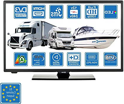 Autocaravanas Cravana Camper Barco 12v 22 Pulgadas 56 cm LED Full HD Digital TV DVB-T2/C/S2 TDT, Cable, Satélite TV. 12V 220V USB PVR & Reproductor Multimedia, VGA & HDMI Monitor de PC