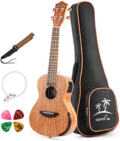 Donner - Ukulele Concierto DUC-4E Ukelele Eléctrico Acústico de Caoba 18 Trastes de Cuatro Cuerdas para Principiantes o Profesionales con Ecualizador 58cm 23 Pulgadas
