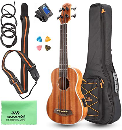 Uk Dream® Ukulele of Electric Acoustic Bass, Kits completos para principiantes y avanzados Uke Starter de Sopele Sapele Wood Hawaii para niños y estudiantes, 30 pulgadas (concierto, abeto) UB113