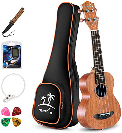 Donner DUC-1 Ukelele Soprano Caoba Ukulele 21 Pulgada Incluido Bolso Correa Acorde Afinador