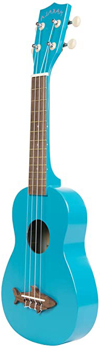 Makala MK-SS-BLU Shark ukelele Soprano Vintage con bandera de del puente de acabado satinado - Mako azul