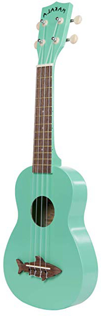 Makala MK-SS-GRN Shark ukelele Soprano Vintage con bandera de del puente de acabado satinado - Surf verde