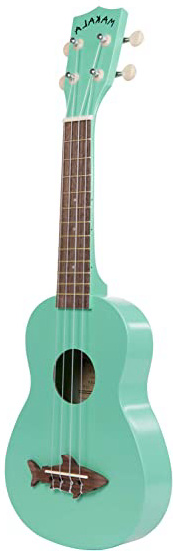 Makala MK-SS-GRN Shark ukelele Soprano Vintage con bandera de del puente de acabado satinado - Surf verde