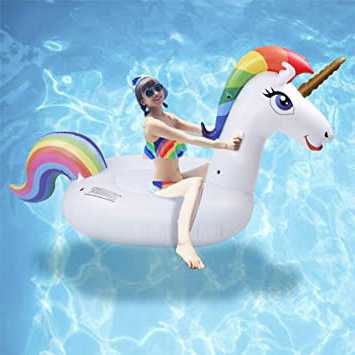 Cama Flotante de Unicornio - Hilera Flotante de Juguete Inflable de Montaje en Agua Grande con Válvula Rápida, Juguete Inflable para Fiesta en la Piscina, Adecuado para Adultos y Niños (All)