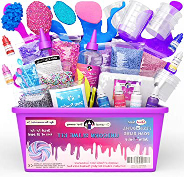Original Stationery Slime Kit Unicornio Completo - Todo en una caja para que los niños y niñas hagan Slime - Suplementos para Slime de Unicornios, Purpurina, Arcilla Blanda, Plastilina, Floam Rosa