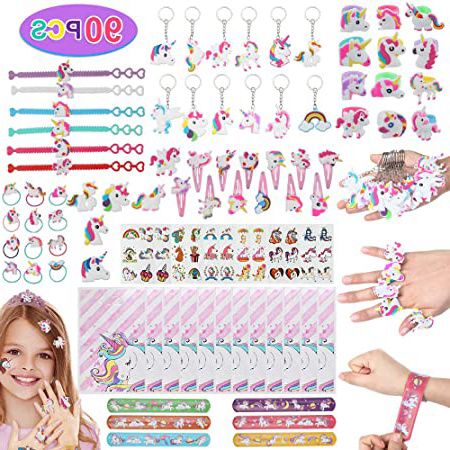 Anpro 90 PCS Kit de Unicornio para Niños,Regalos Piñatas de Cumpleaños,Juguetes de Fiesta,Regalo Original para Niñas