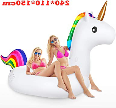 Jojoin Flotador de Piscina Unicornio, Colchoneta Hinchable Unicornio, Flotador Gigante Unicornio en Piscina Playa, Juguete Colchonetas de Verano para Adultos & niños ( 240 x 110 x150cm )
