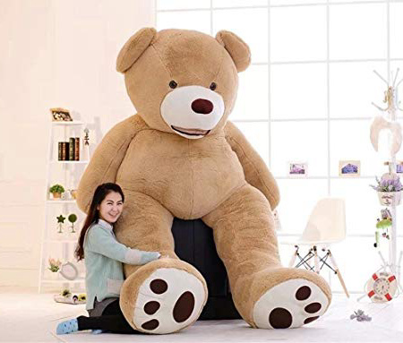 DIS Oso de peluche gigante, disponible en varios tamaños (250 cm/200 cm/130 cm/100 cm), marrón claro, 130 cm