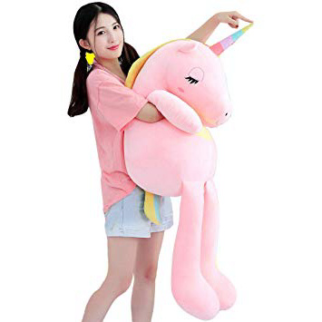 VineCrown Dulce Unicornio Felpa Juguete Lindo Peluche Almohada Suave Novia como Regalo de cumpleaños (60cm, Rosa)