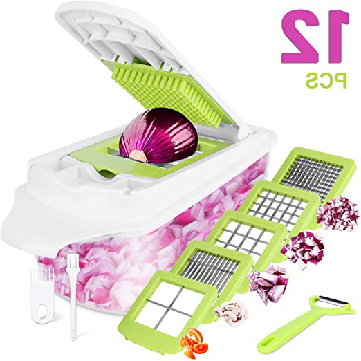 Sedhoom 12 Piezas Cortador de Verdura Mandolina de Verduras Multifuncional Mandolina de Cocina Slicer Espiral Rallador de Cuchillas Acero Inoxidable,Pelador