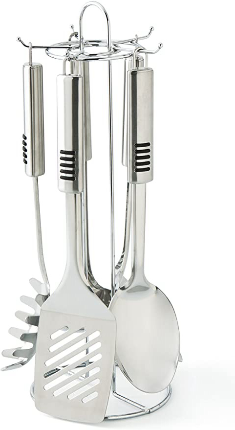 Quid Set 5 Gadgets INOX con Soporte Brassia, Acero Inoxidable, 5.36 cm