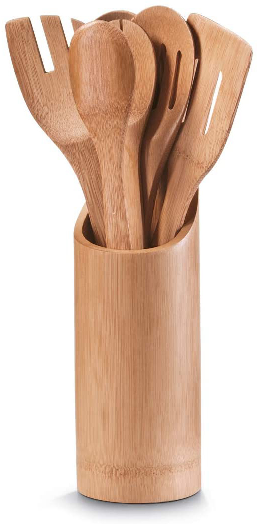 Zeller 25274 Porta-Utensilios de Cocina, Madera, Marrón, 9x9x33 cm