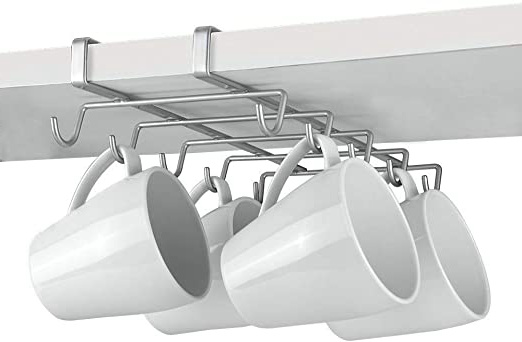Metaltex MY-MUG Colgador de cocina para 10 tazas, color plateado, 28 x 14 x 6 cm