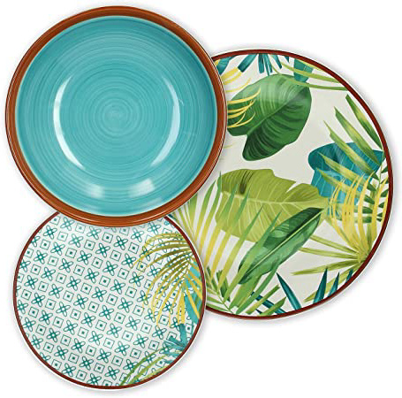 Tognana Jungle – Vajilla de 18 piezas, Porcelana,