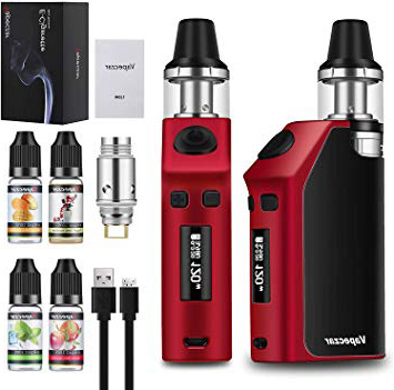 Cigarrillo Electrónico Kit Completo de 120W, Batería de 2800 mAh/Con 4x 10 ML Botellas de E-Líquido/Pantalla LED de Alta Definición con Vatios Ajudtables/Relleno Superior/sin Nicotina VAPECZAR
