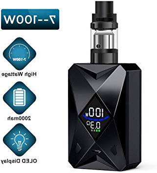E Cigarette Goblin 100W kit,Cigarrillos Electrónicos Starter Kit,E Cigs con enorme vapor, batería recargable de 2000 mah/Pantalla LED Box Mod/0,25Ohm Coil,Sin Nicotina y Sin E-líquido