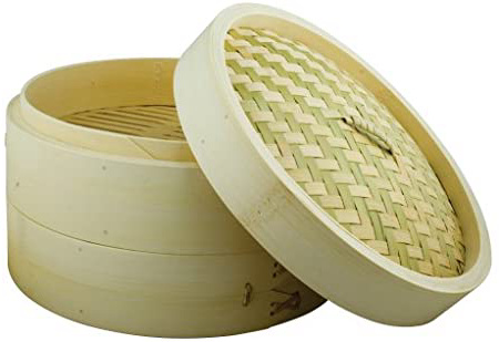swift Spice Set - Recipiente de bambú para Cocina al Vapor (2 Pisos + Tapa, 25 cm)