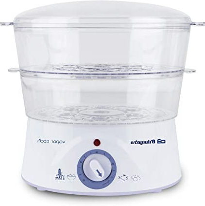 Orbegozo CO 4000 - Vaporera eléctrica, 2 recipientes apilables y uno especial para arroz, temporizador con parada automática, 400 W de potencia