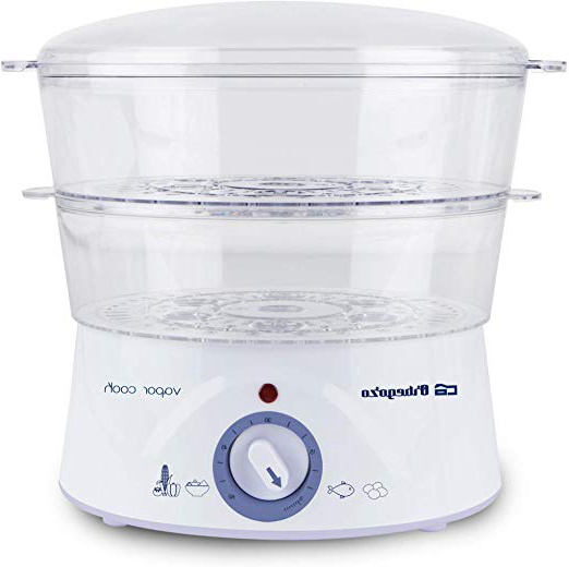 Orbegozo CO 4000 - Vaporera eléctrica, 2 recipientes apilables y uno especial para arroz, temporizador con parada automática, 400 W de potencia