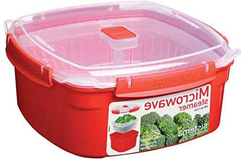 







Sistema Vaporera grande de microondas de plástico rojo, 23.9 x 23.9 x 10.9 cm






