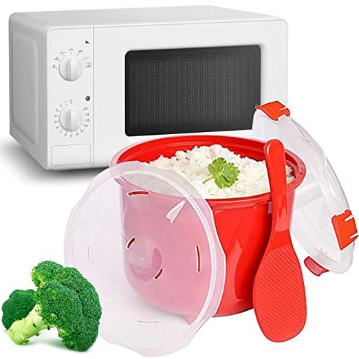 







MovilCom® - Olla de Vapor para Arroz | Olla para microondas | Vaporera cocción rápida 2,6L Pollo arroz cous cous, Quinoa | Color Rojo






