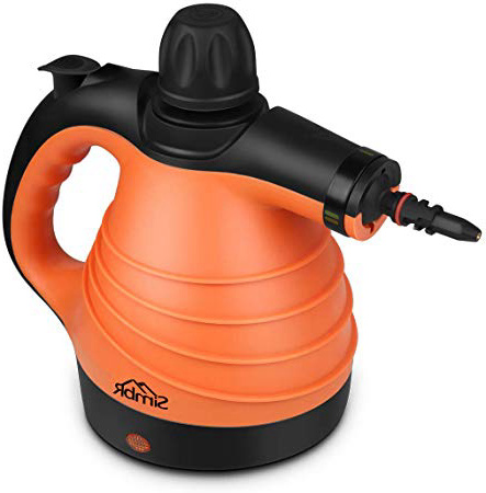 SIMBR Limpiador a Vapor de Mano Vaporeta Portátil y Manual de Alta Presión, 1050W con Tanque de 350ml y 9 Accesorios para Cocina, Baño, Alfonbra, Ropa, Cortina y Otros.