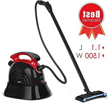 SIMBR Limpiador Vapor Manual Vaporeta Capacidad de 1100ml y Potencia de 1500W, 4.5 Bar, 13 Accesorios para Pisos, Alfombras Y Ventanas