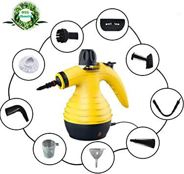 Vaporeta de Limpieza de Mano Portátil Potente y Multiusos para Quitar Manchas en Tapicería de Coche, Hogar, Cocinas, Alfombras, Cristales, Sofá | Vaporizador Limpiador a Vapor con 9 Accesorios