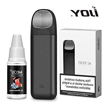 IJOY AI Vape Pod Cigarrillos Electronicos Kit de inicio con Vape Liquid Atomizador recargable 450 mAh Batería recargable Todo en uno Portátil Vape Pen Kits de inicio Vape Negro, sin nicotina