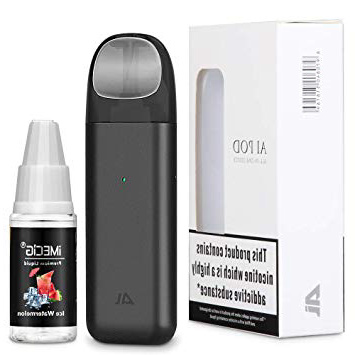 IJOY AI Vape Pod Cigarros Electronicos Kit de Inicio con Vape Liquido Vaper Atomizador recargable 450 mAh Batería recargable Todo en uno Portátil Vape Pen Kits de inicio Vape Negro, sin nicotina