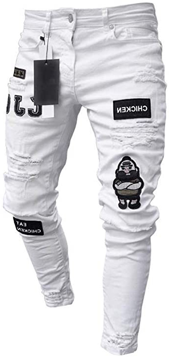 AnyuA Pantalones Vaqueros Hombres Rotos
