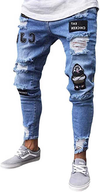 AnyuA Pantalones Vaqueros Hombres Rotos
