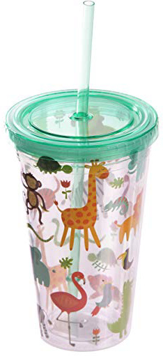 Puckator Niños – Vaso con Tapa y Pajita Zoo Animales