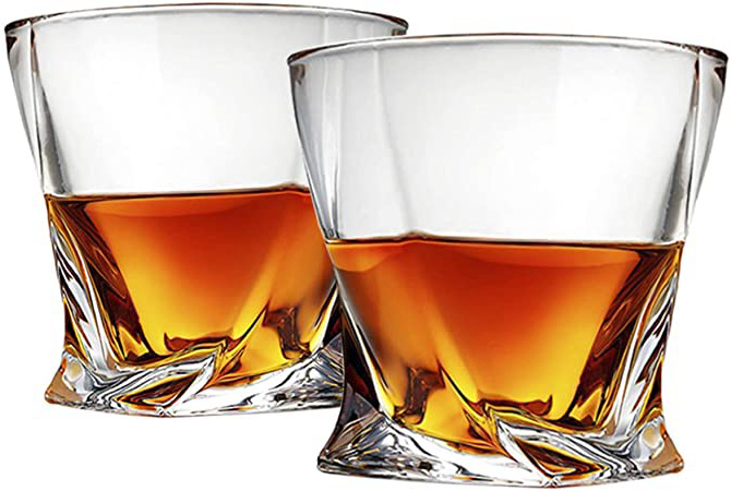 Cooko Twist Vasos de Whisky Juego de Vasos Ultra-Clarity, Apto Para Lavavajillas, Regalos de Vino, Juego de 2 (300ML/10.6 oz)