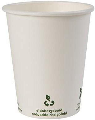 BIOZOYG Vaso de café Cartón I Vajilla compostable y Biodegradable I Vaso de Bebida Vaso Hecho de cartón I desechable Vaso de café Blanco con impresión Icone 50 Piezas 200 ml 8 oz