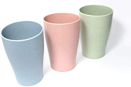 Juego de 3 Vasos Fabricados con Paja de Trigo - sin BPA - Set Ecológico - Biodegradable y Eco Friendly