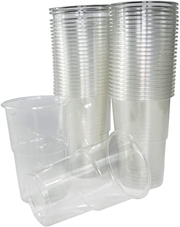 50 vasos de 300 ml. Vasos desechables biodegradables de plástico orgánico. Vasos PLA transparentes para bebidas frías, Vasos ecológicos y compostables para fiestas, campings, eventos y cumpleaños.