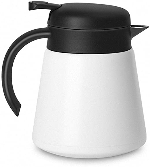 Luvan 800ML 18/10 Jarra Térmica Termo, Anti-Goteo, Anti-Quemaduras, La cafetera de Aislamiento, café (Blanco)